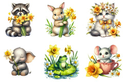 Daffodils Flowers Clipart Bundle - CraftNest - Digital Crafting and Art