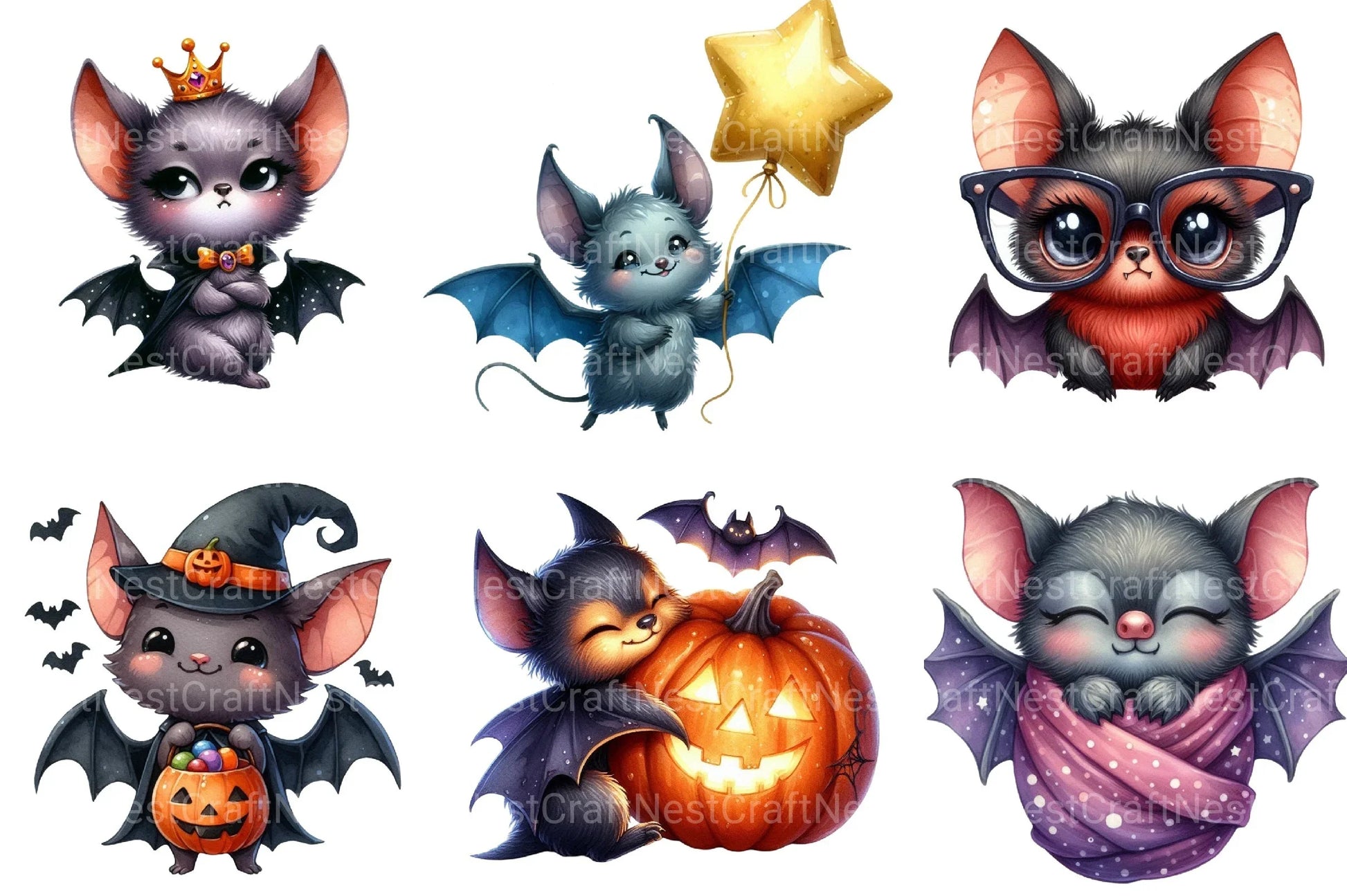 Quirky Bat Clipart Bundle - CraftNest - Digital Crafting and Art