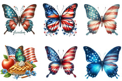 American Flag Butterfly Clipart Bundle - CraftNest - Digital Crafting and Art