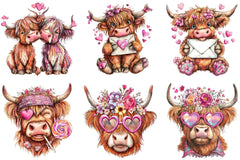 Valentine Cowboy Highland Cows Clipart Bundle - CraftNest - Digital Crafting and Art