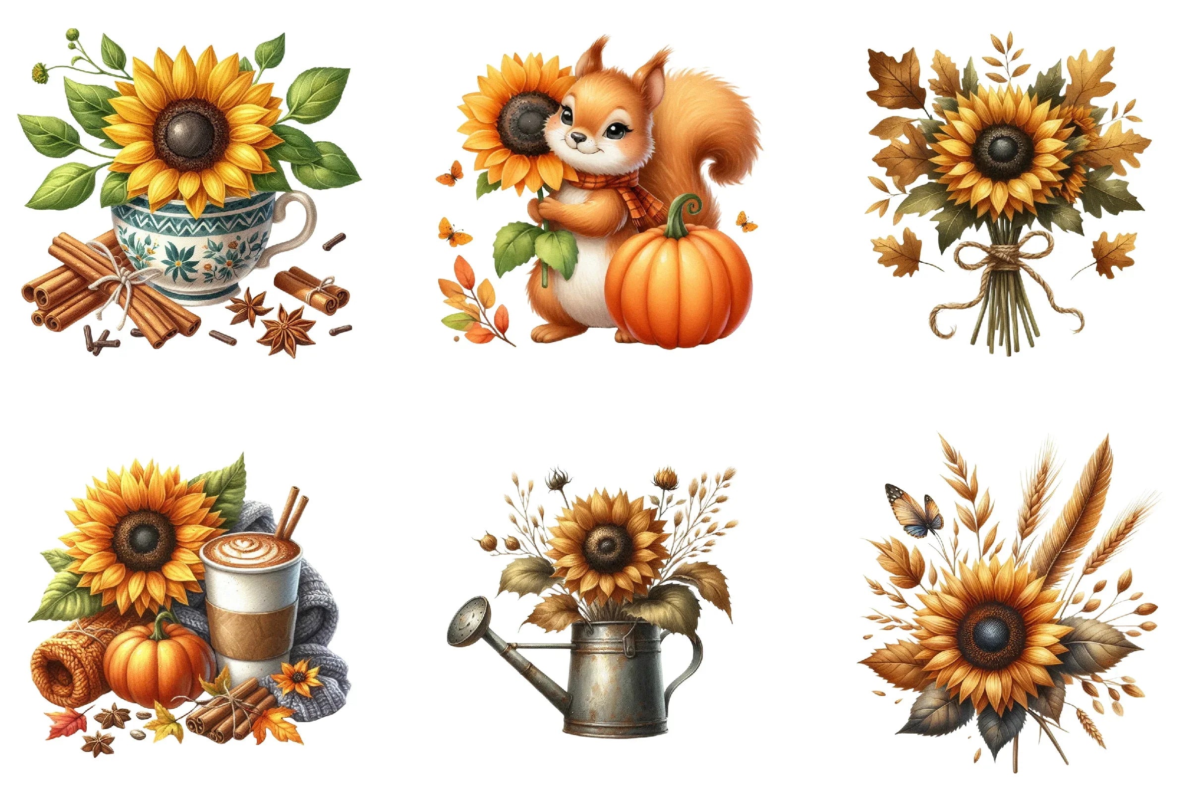 Sunflowers Autumn Clipart Bundle - CraftNest - Digital Crafting and Art