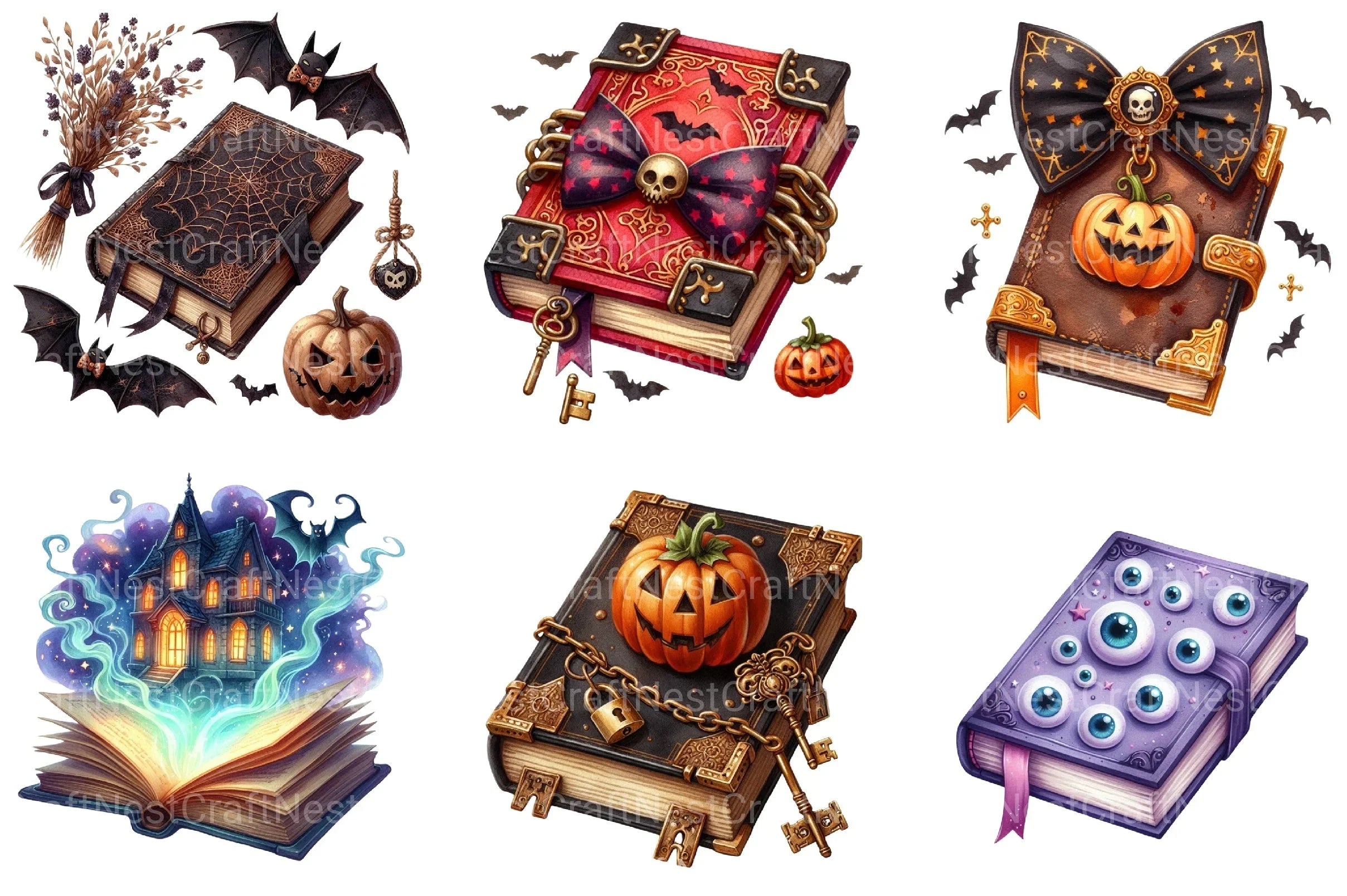 Halloween Books Clipart Bundle 99 - CraftNest - Digital Crafting and Art