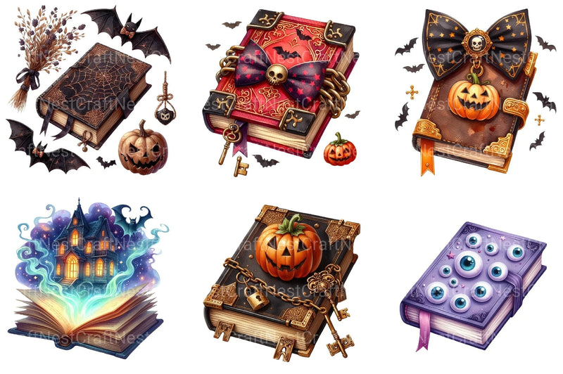 Halloween Books Clipart Bundle 99 - CraftNest - Digital Crafting and Art