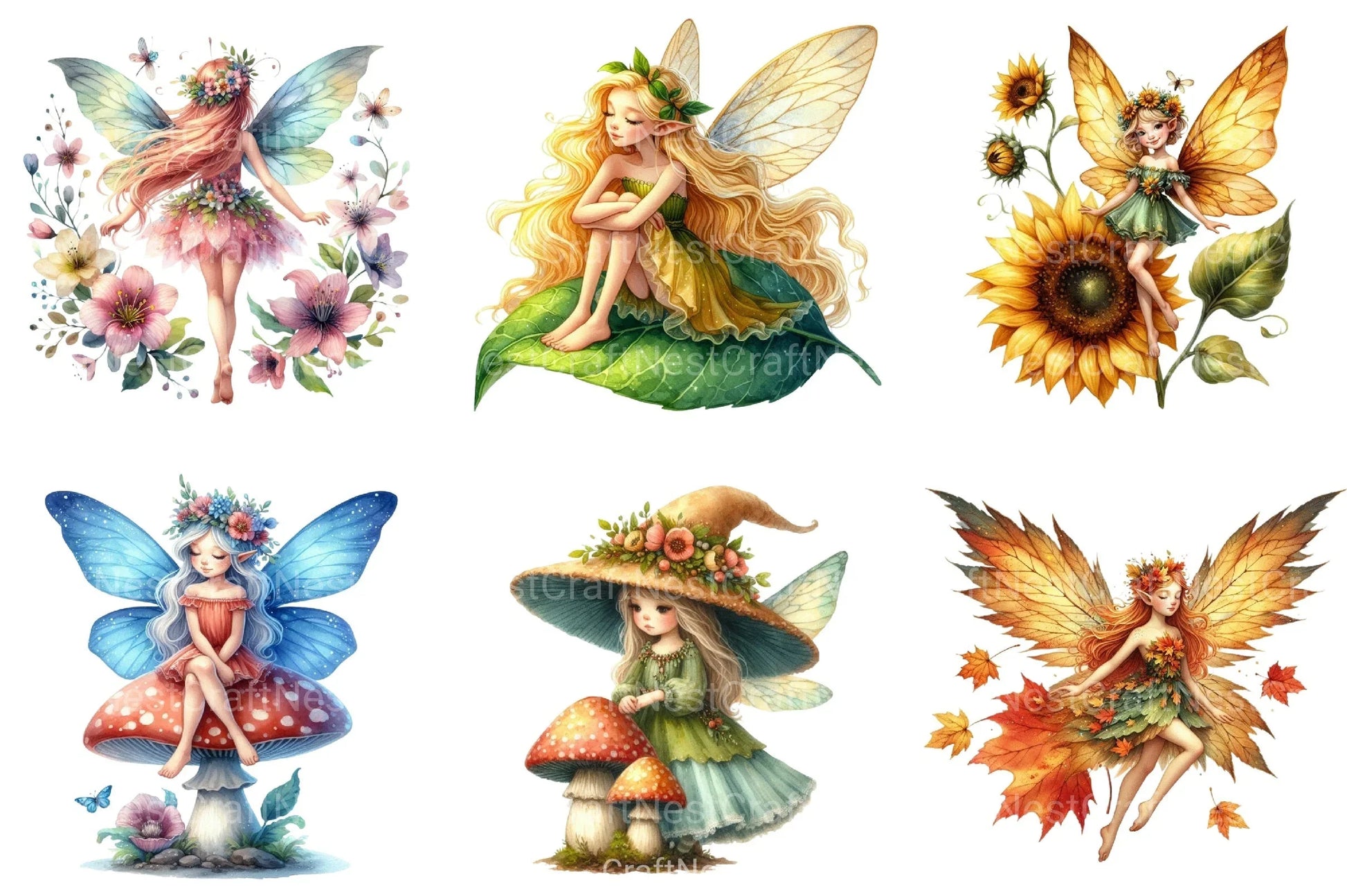Fairy Clipart Bundle for Creative Projects - CraftNest - Digital Crafting and Art