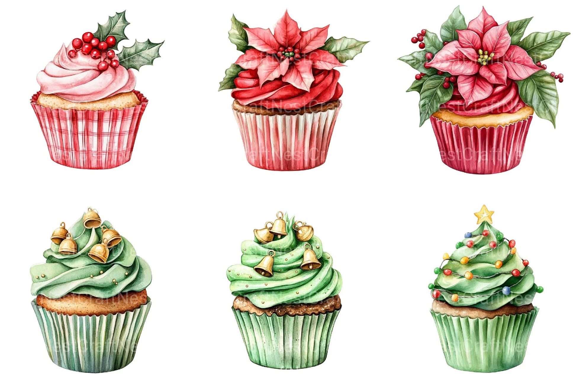 Christmas Cupcake Clipart Bundle 99 - CraftNest - Digital Crafting and Art