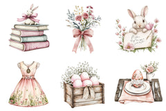 Vintage Dusty Rose Easter Clipart Bundle - CraftNest - Digital Crafting and Art