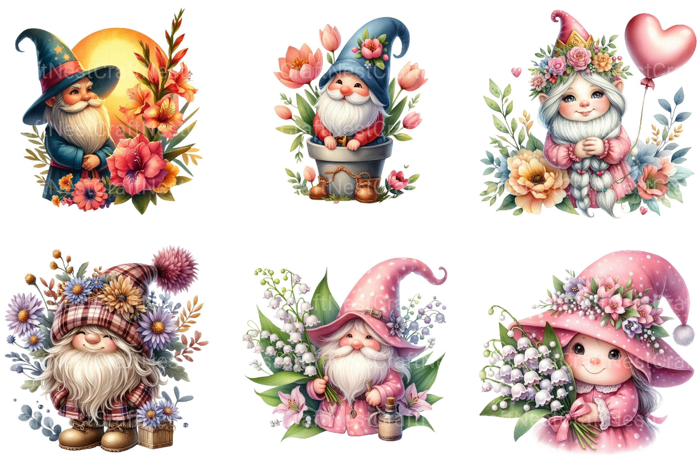 Birth Month Flower Gnome Clipart
