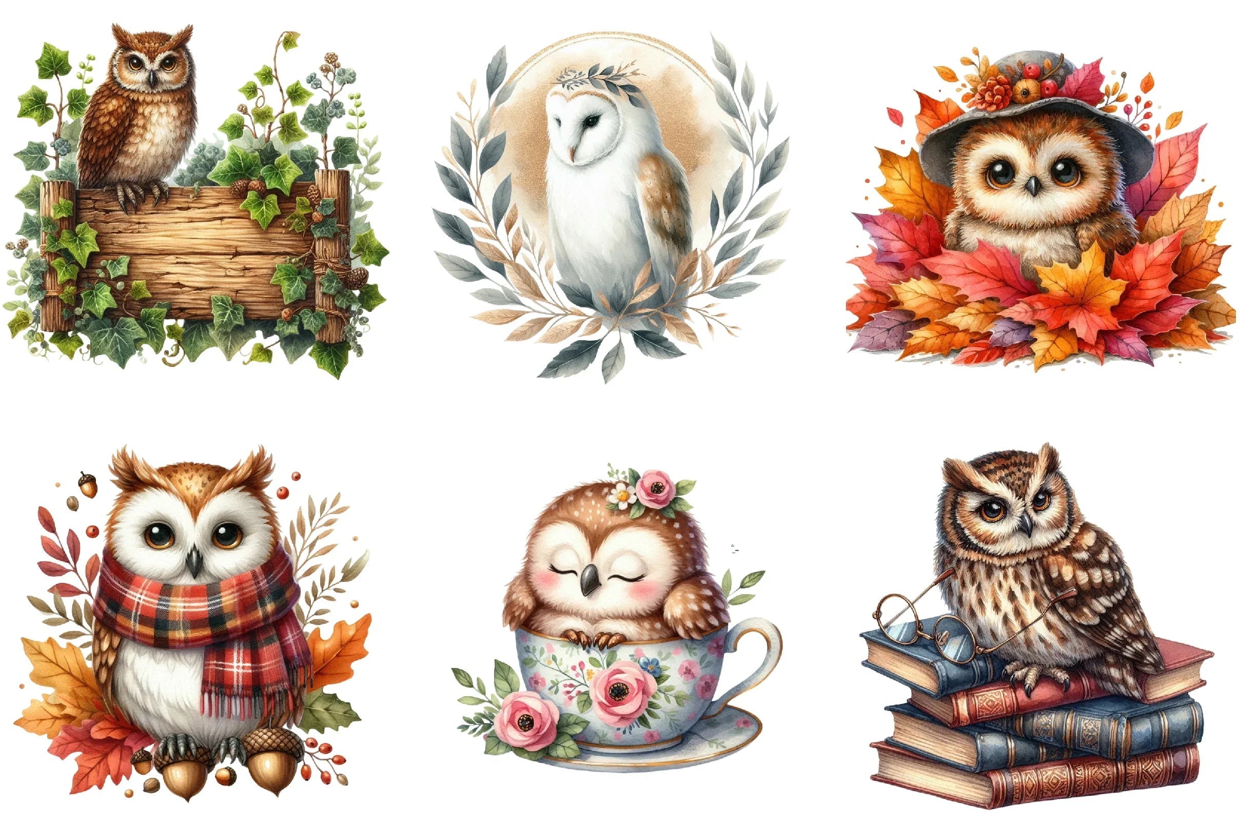Owl Clipart Bundle - CraftNest - Digital Crafting and Art