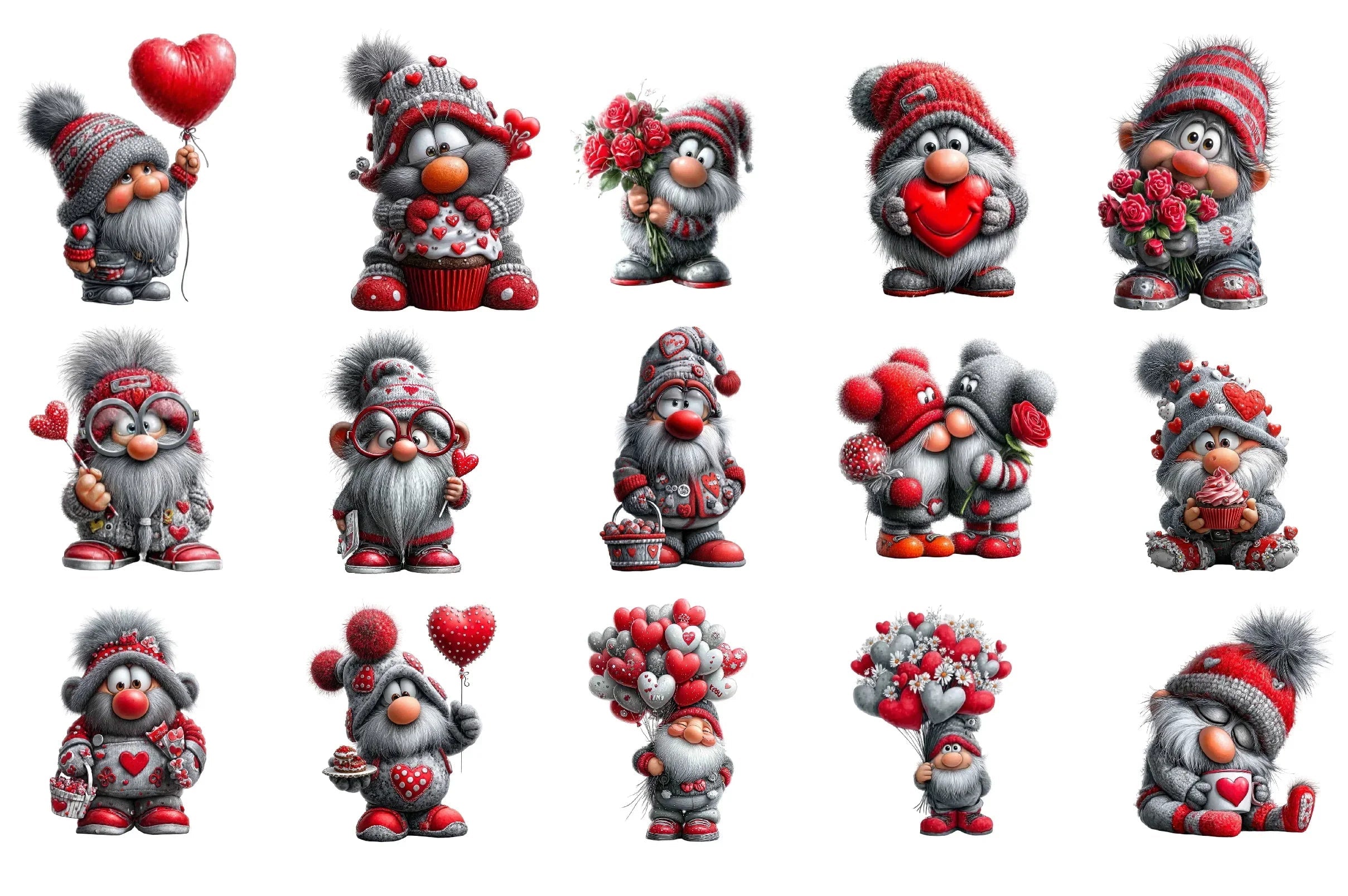 Valentine Gnome Clipart Design Bundle - CraftNest - Digital Crafting and Art