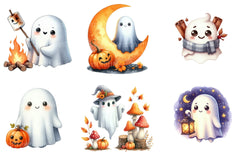 Cute Fall Halloween Ghost Clipart Bundle - CraftNest - Digital Crafting and Art