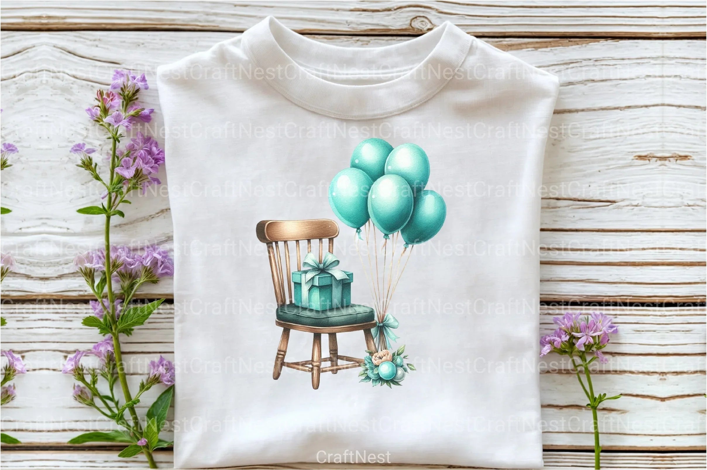 Vintage Soft Teal Birthday Clipart Bundle 90 - CraftNest - Digital Crafting and Art