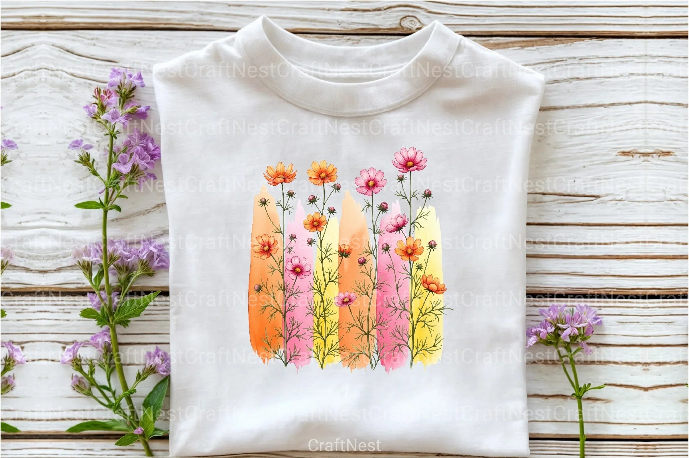 Wildflowers Brushstroke Clipart Bundle 1 - CraftNest - Digital Crafting and Art