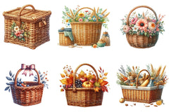 Wicker Baskets Clipart Bundle - CraftNest - Digital Crafting and Art