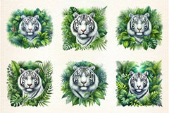 White Tiger Clipart Bundle - CraftNest - Digital Crafting and Art