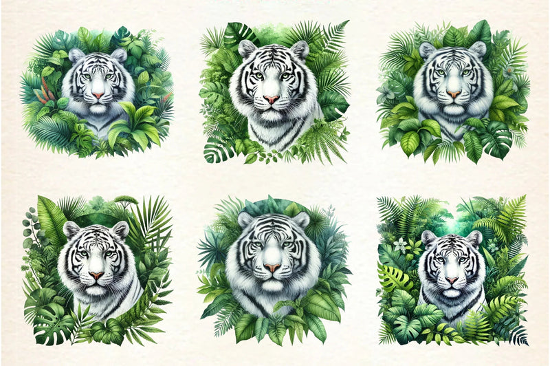 White Tiger Clipart Bundle - CraftNest - Digital Crafting and Art