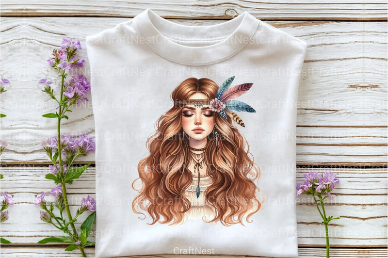 Tribal Boho Girl Clipart Bundle 2 - CraftNest - Digital Crafting and Art