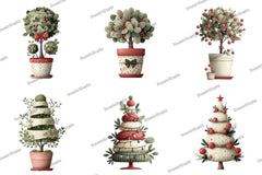 Cute Christmas Topiaries Tree Clipart Bundle - CraftNest - Digital Crafting and Art
