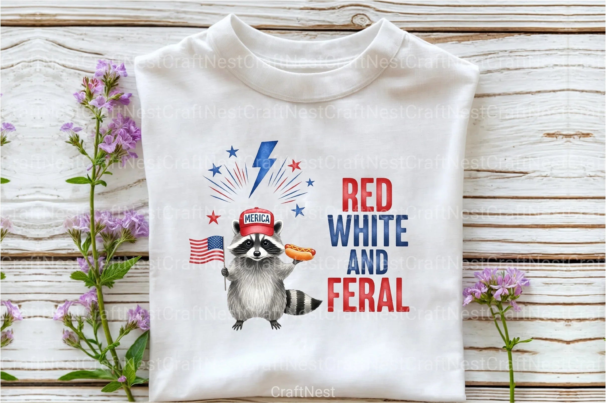 Red White and Feral: 4th of July Raccoon Clipart Bundle - CraftNest - Digital Crafting and Art