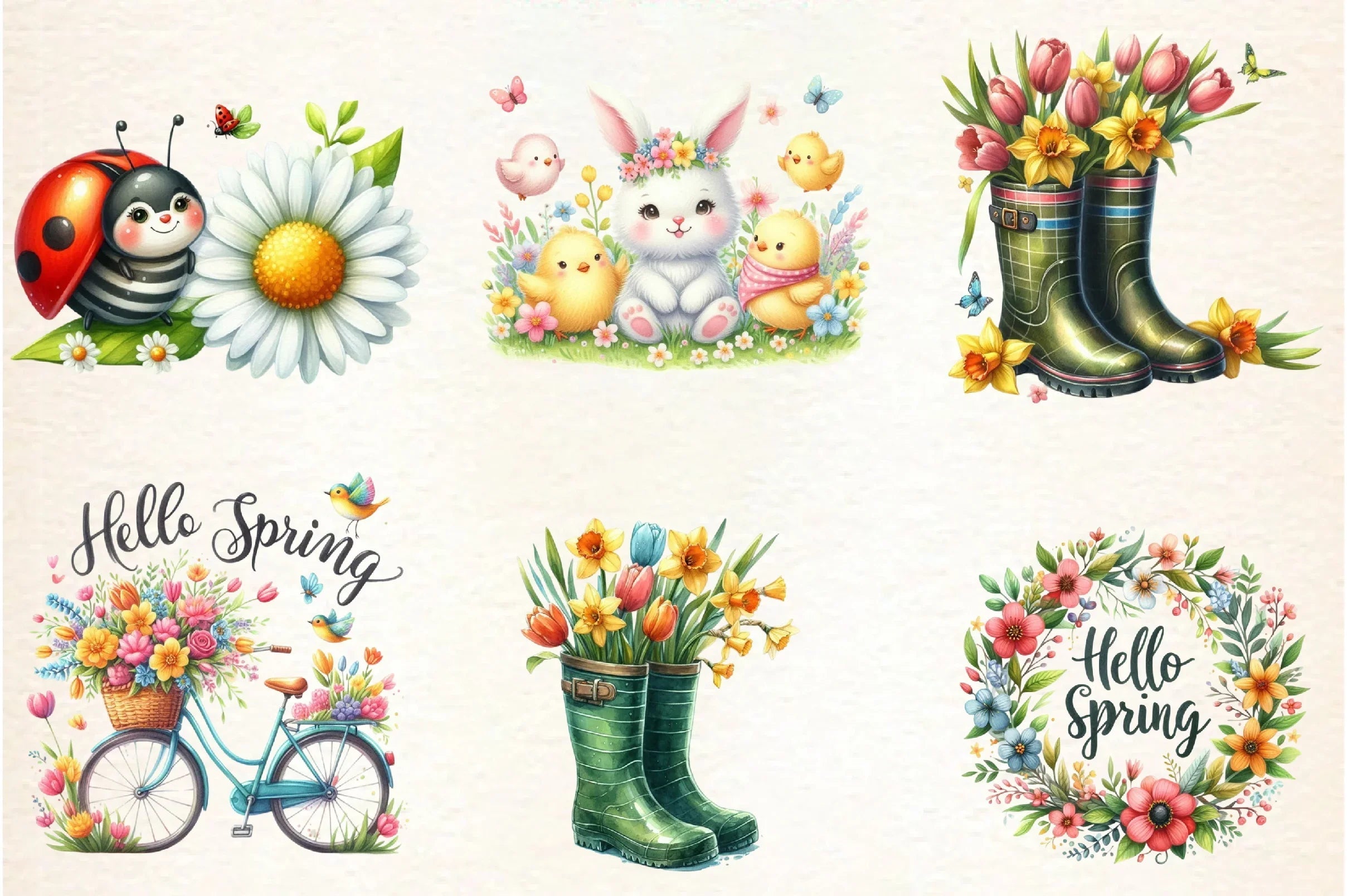 Hello Spring Clipart Bundle - CraftNest - Digital Crafting and Art