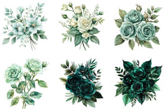 Emerald Flower Bouquet Clipart Bundle - CraftNest - Digital Crafting and Art