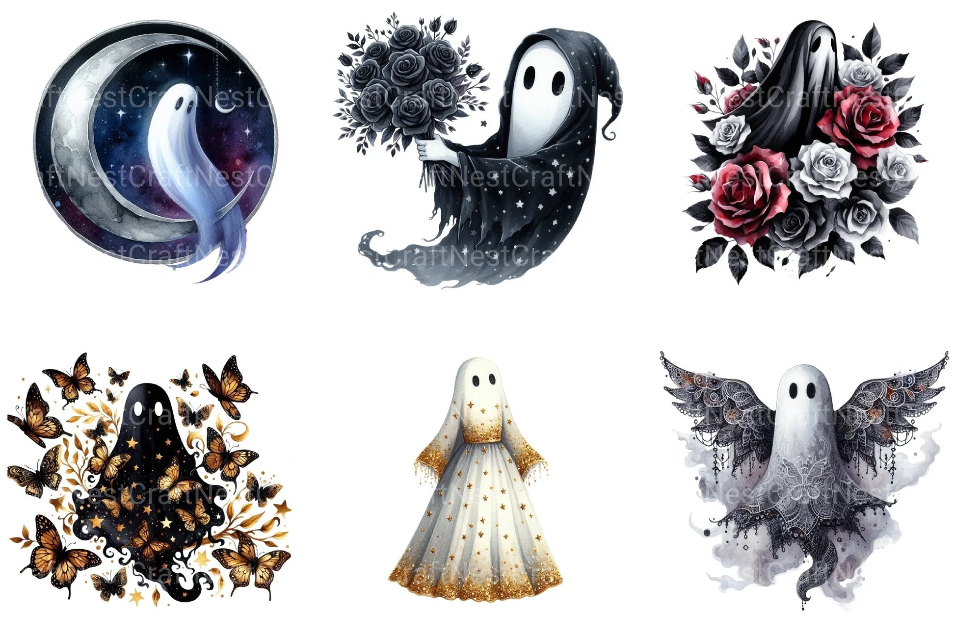 Enchanted Ghost Halloween Clipart Bundle - CraftNest - Digital Crafting and Art