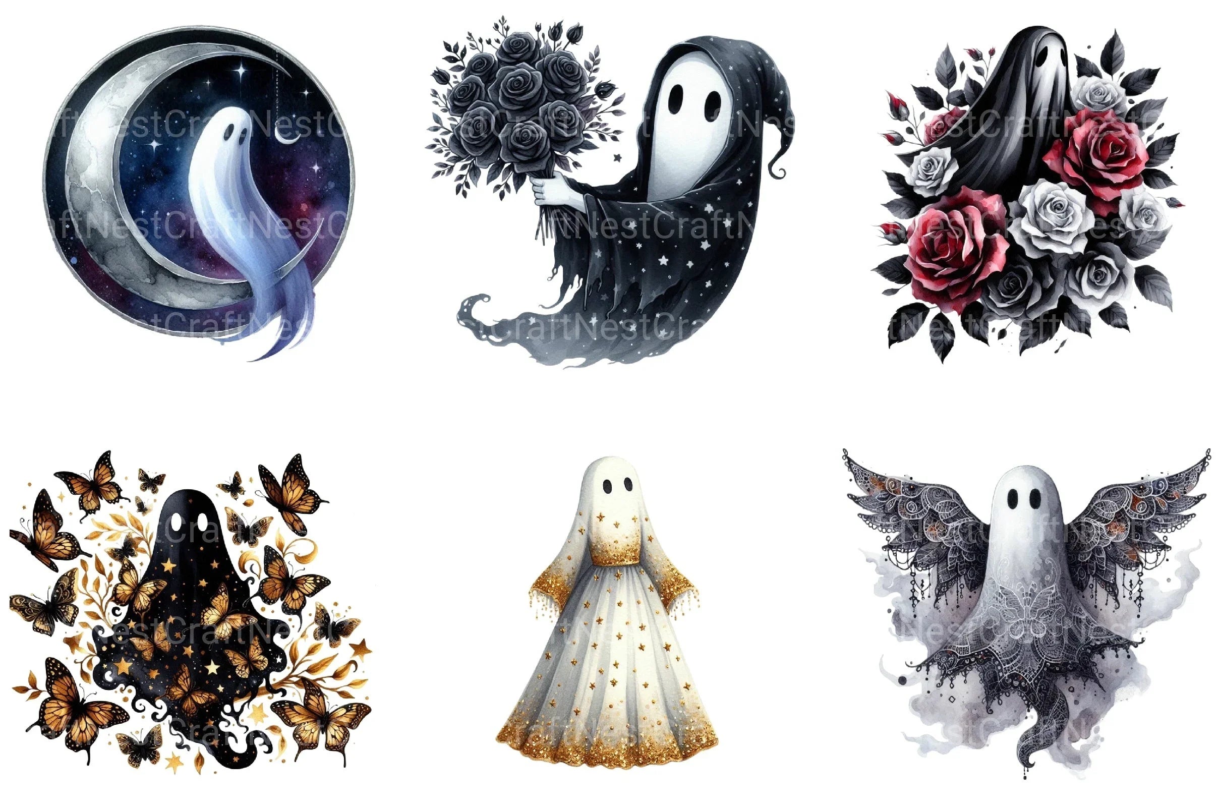 Enchanted Ghost Halloween Clipart Bundle - CraftNest - Digital Crafting and Art