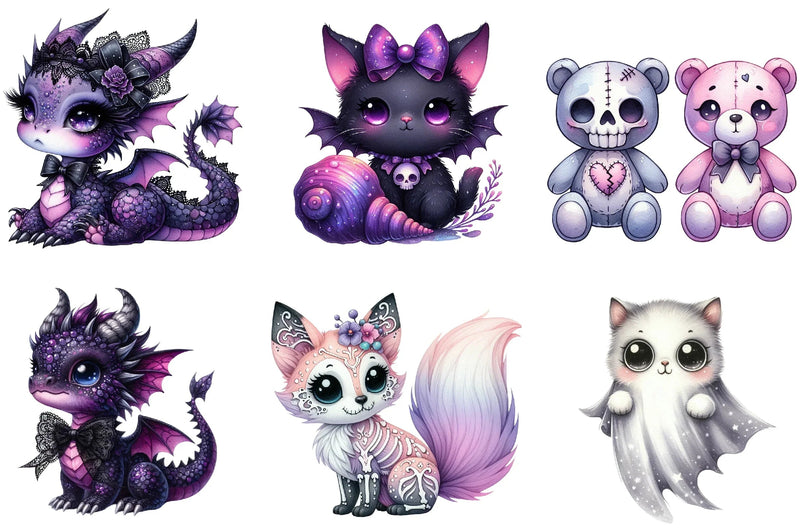 Kawaii Goth Animal Clipart Bundle - CraftNest - Digital Crafting and Art