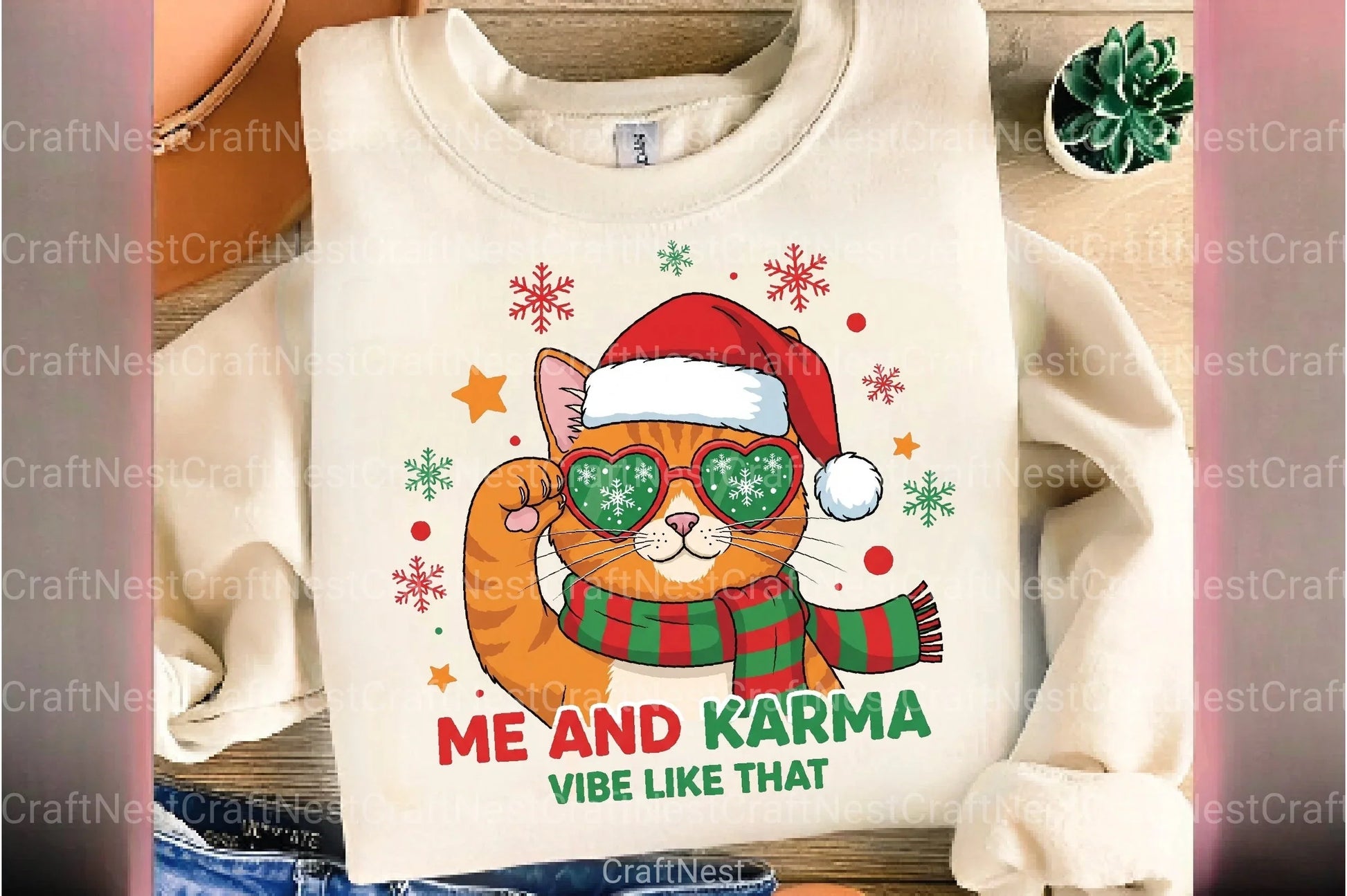 Christmas Cat Karma Quote Clipart Bundle 1 - CraftNest - Digital Crafting and Art