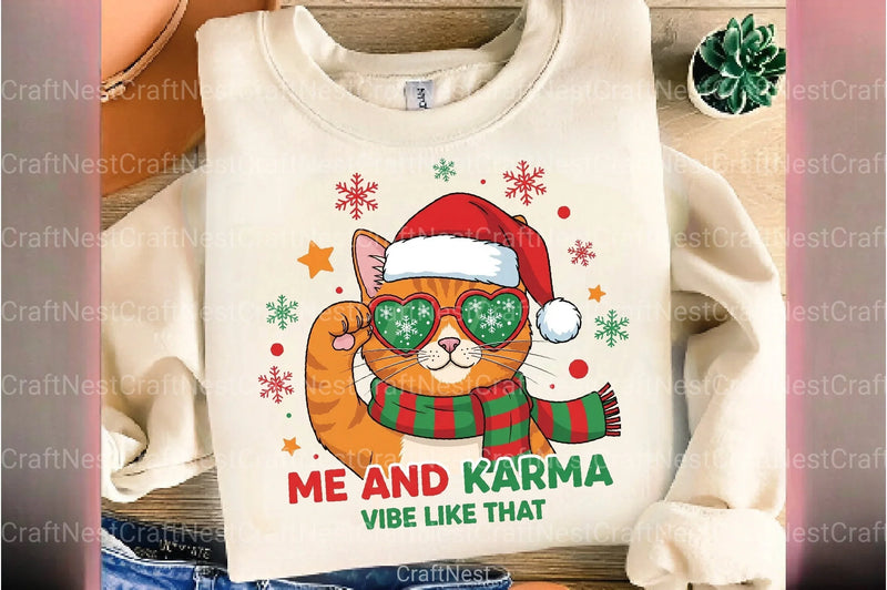 Christmas Cat Karma Quote Clipart Bundle 1 - CraftNest - Digital Crafting and Art