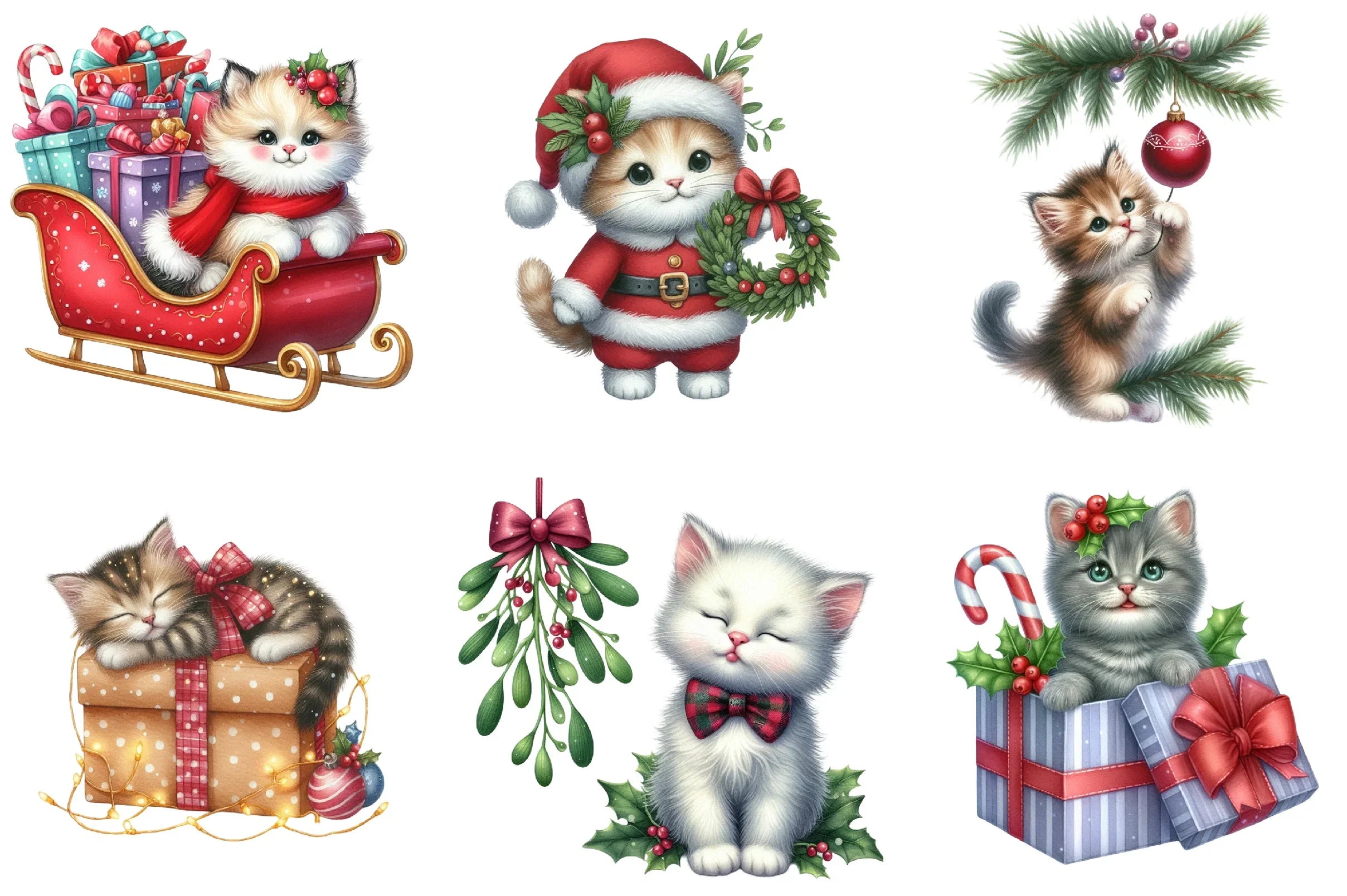 Kitten Christmas Clipart Bundle - CraftNest - Digital Crafting and Art