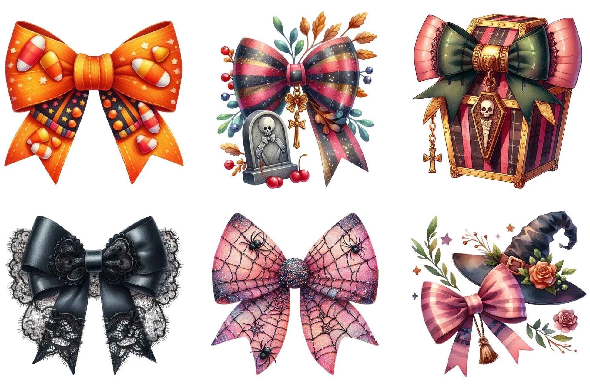 Halloween Coquette Bow Clipart Bundle - CraftNest - Digital Crafting and Art