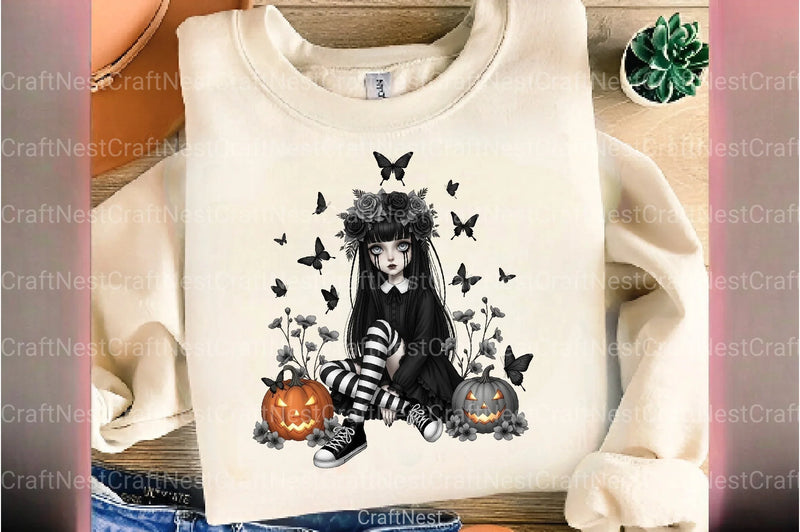 Whimsical Halloween Girl Clipart Bundle - CraftNest - Digital Crafting and Art