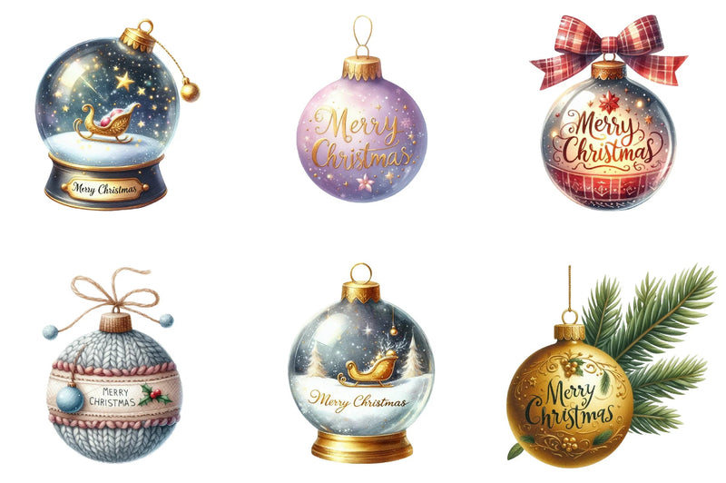 Merry Christmas Baubles Clipart Bundle - CraftNest - Digital Crafting and Art