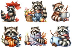 Autumn Raccoons Clipart Bundle - CraftNest - Digital Crafting and Art