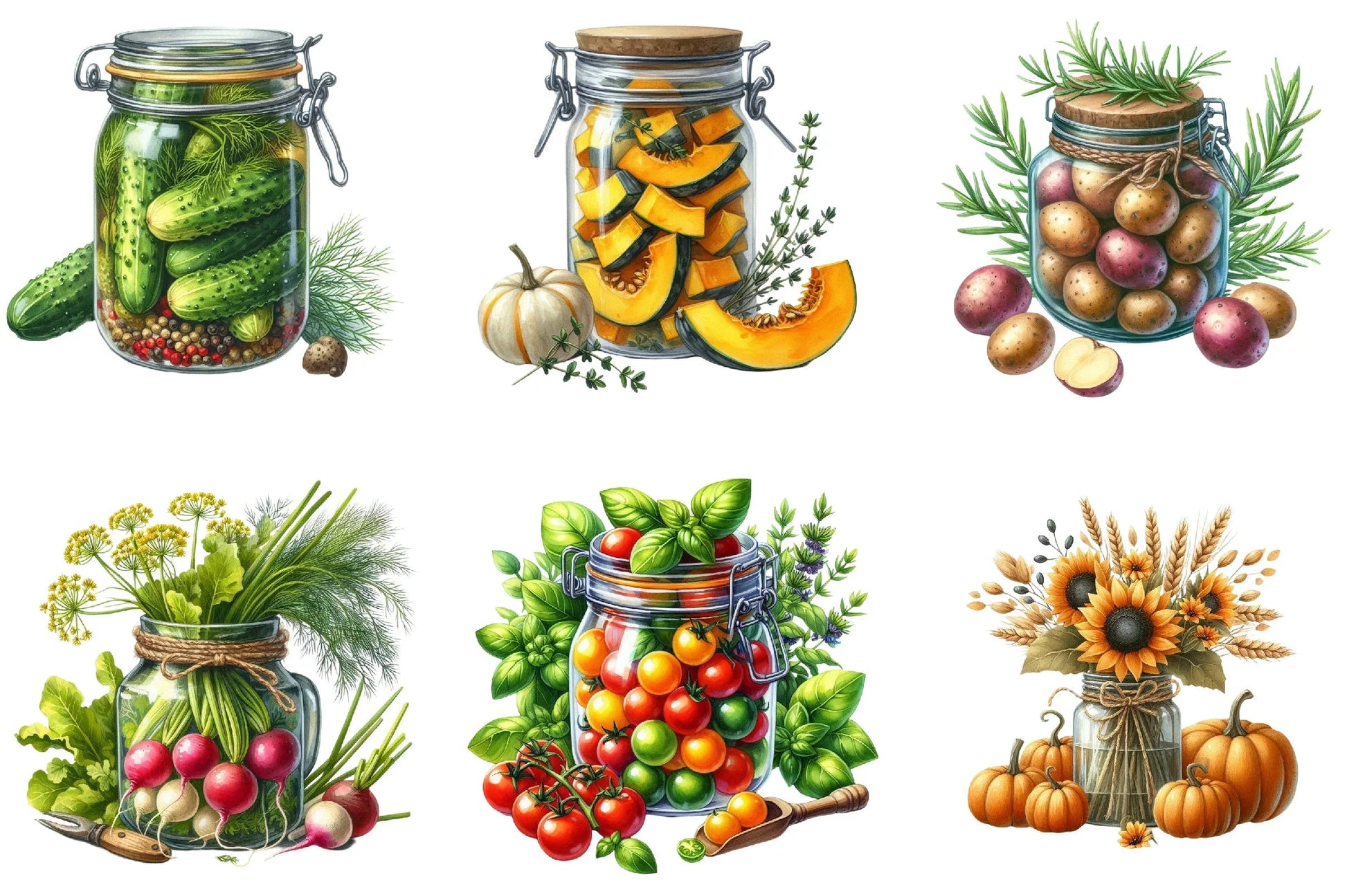 Vegetables Jarful Joy Clipart Bundle - CraftNest - Digital Crafting and Art