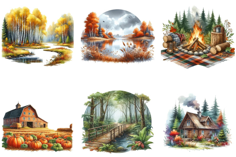 Autumn Landscapes Clipart Bundle - CraftNest - Digital Crafting and Art