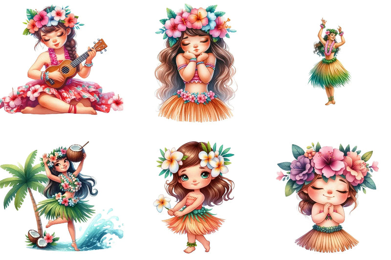 Hula Girl Clipart Bundle - CraftNest - Digital Crafting and Art