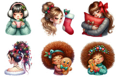 Hair Girl Christmas Clipart Bundle - CraftNest - Digital Crafting and Art