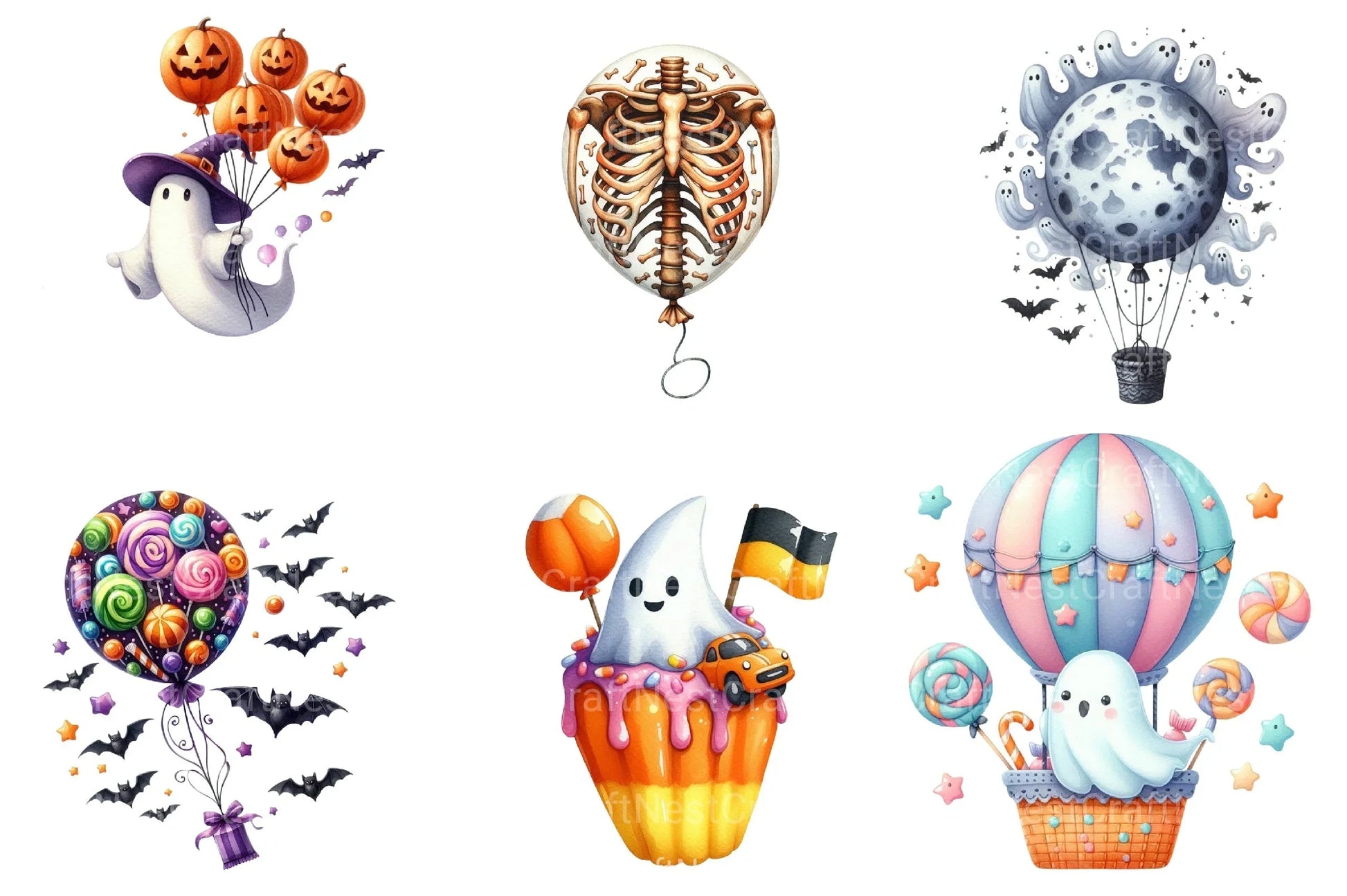 Green & White Halloween Clipart Bundle 2 - CraftNest - Digital Crafting and Art