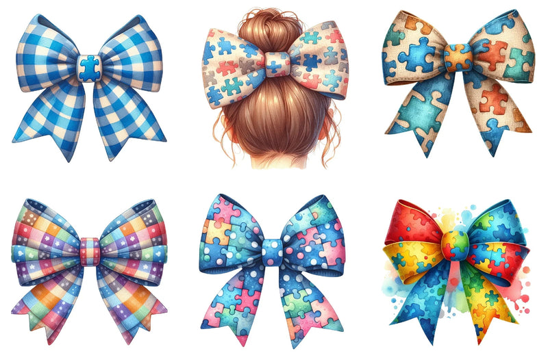 Autism Awareness Bow Clipart Bundle - CraftNest - Digital Crafting and Art