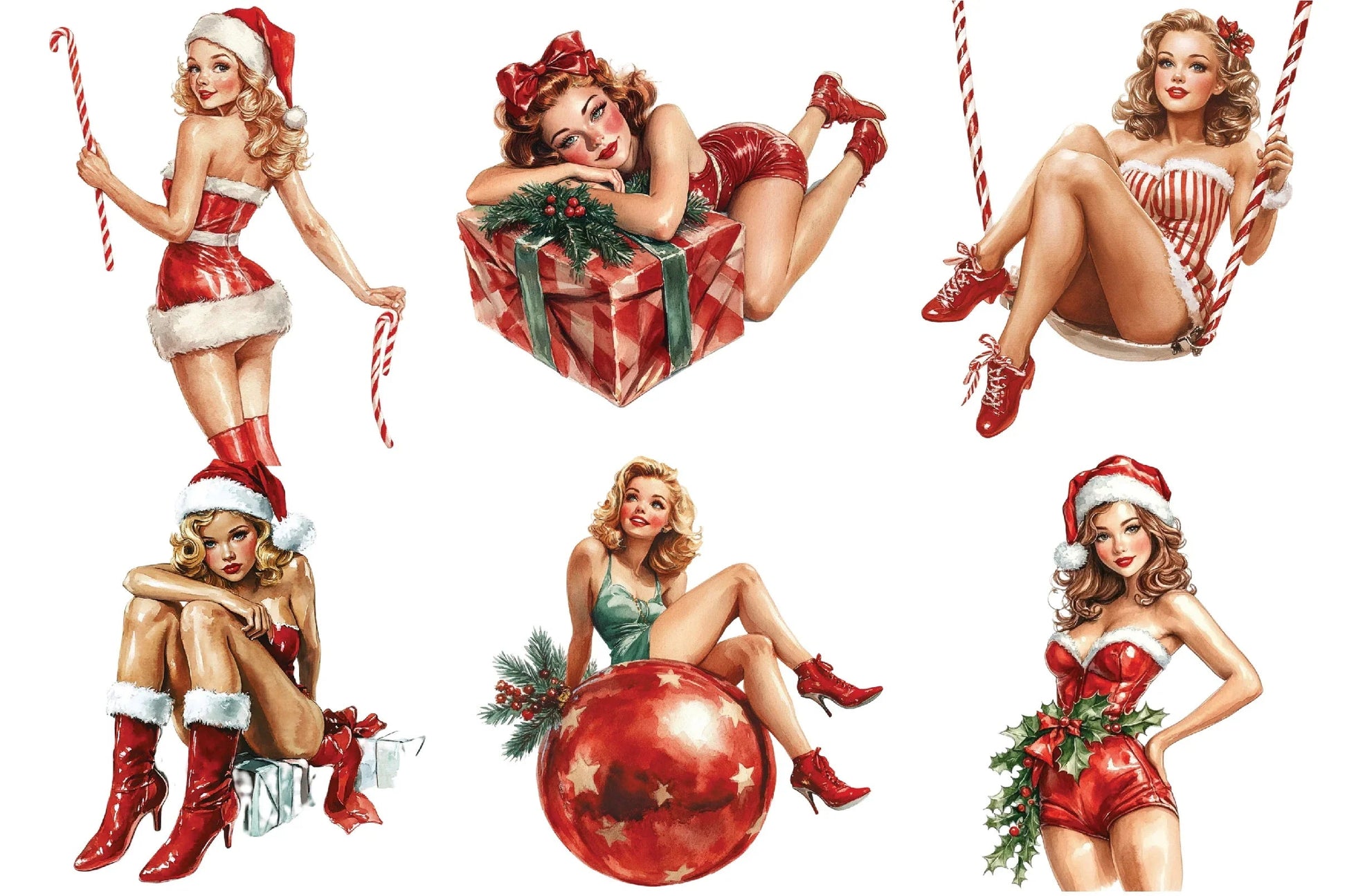 Christmas Pin-Up Girl Clipart Bundle - CraftNest - Digital Crafting and Art