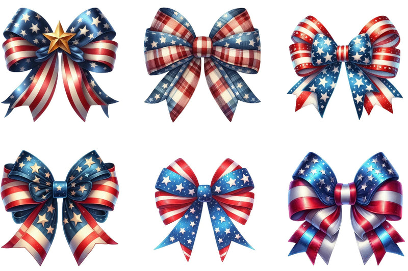 4th of July Bow Clipart Bundle - CraftNest - Digital Crafting and Art