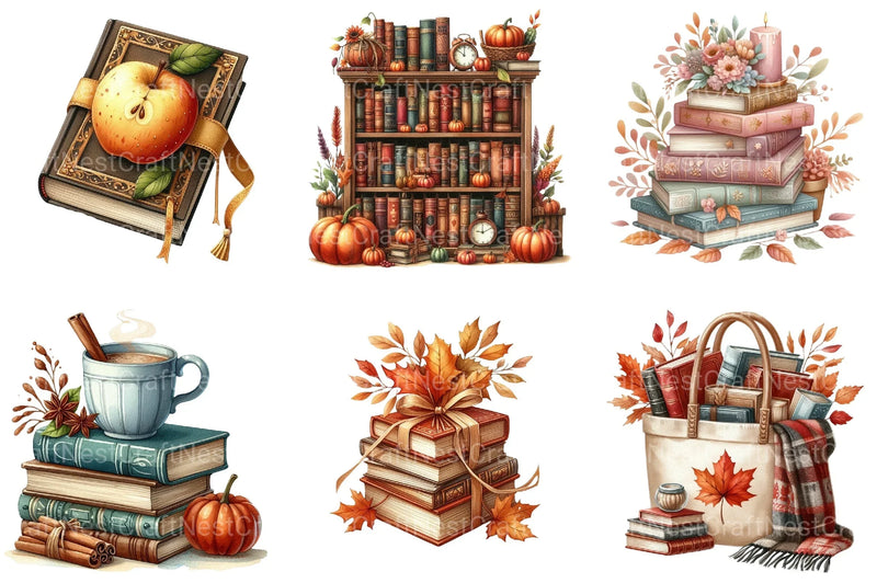 Autumn Books Clipart Bundle 5 - CraftNest - Digital Crafting and Art