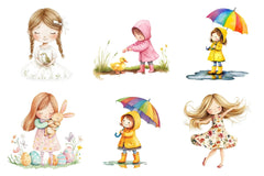 Spring Cute Little Girl Clipart Bundle - CraftNest - Digital Crafting and Art