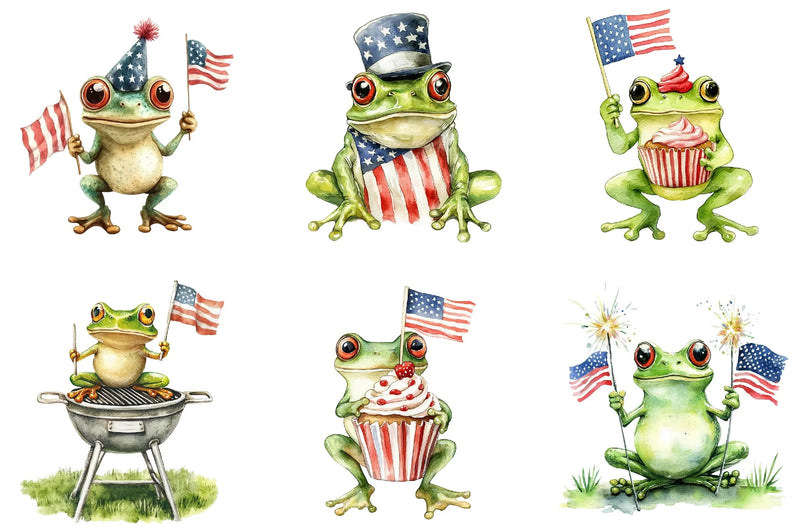 Cute American Flag Frog Clipart Bundle - CraftNest - Digital Crafting and Art