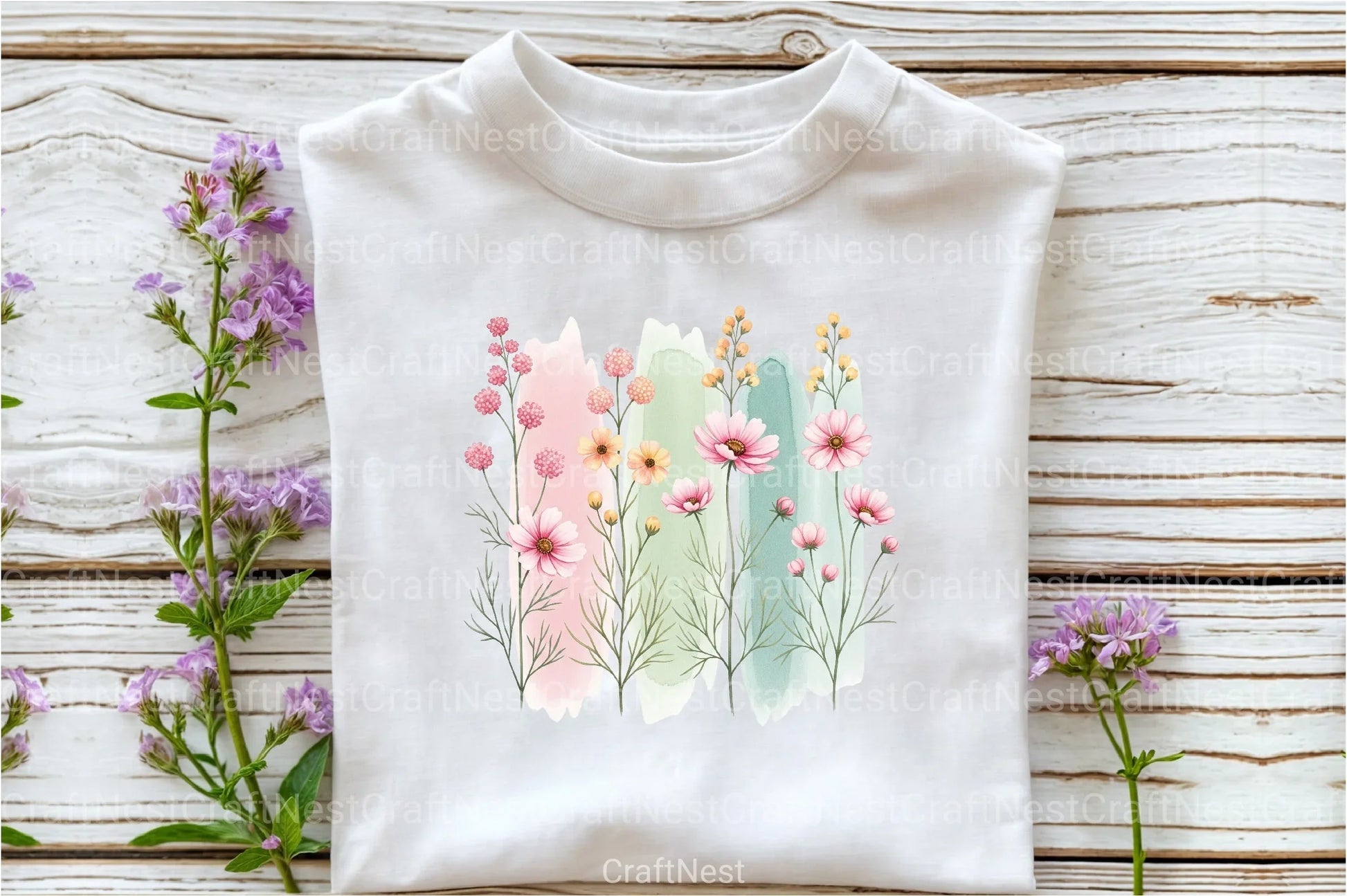 Wildflowers Brushstroke Clipart Bundle 4 - CraftNest - Digital Crafting and Art