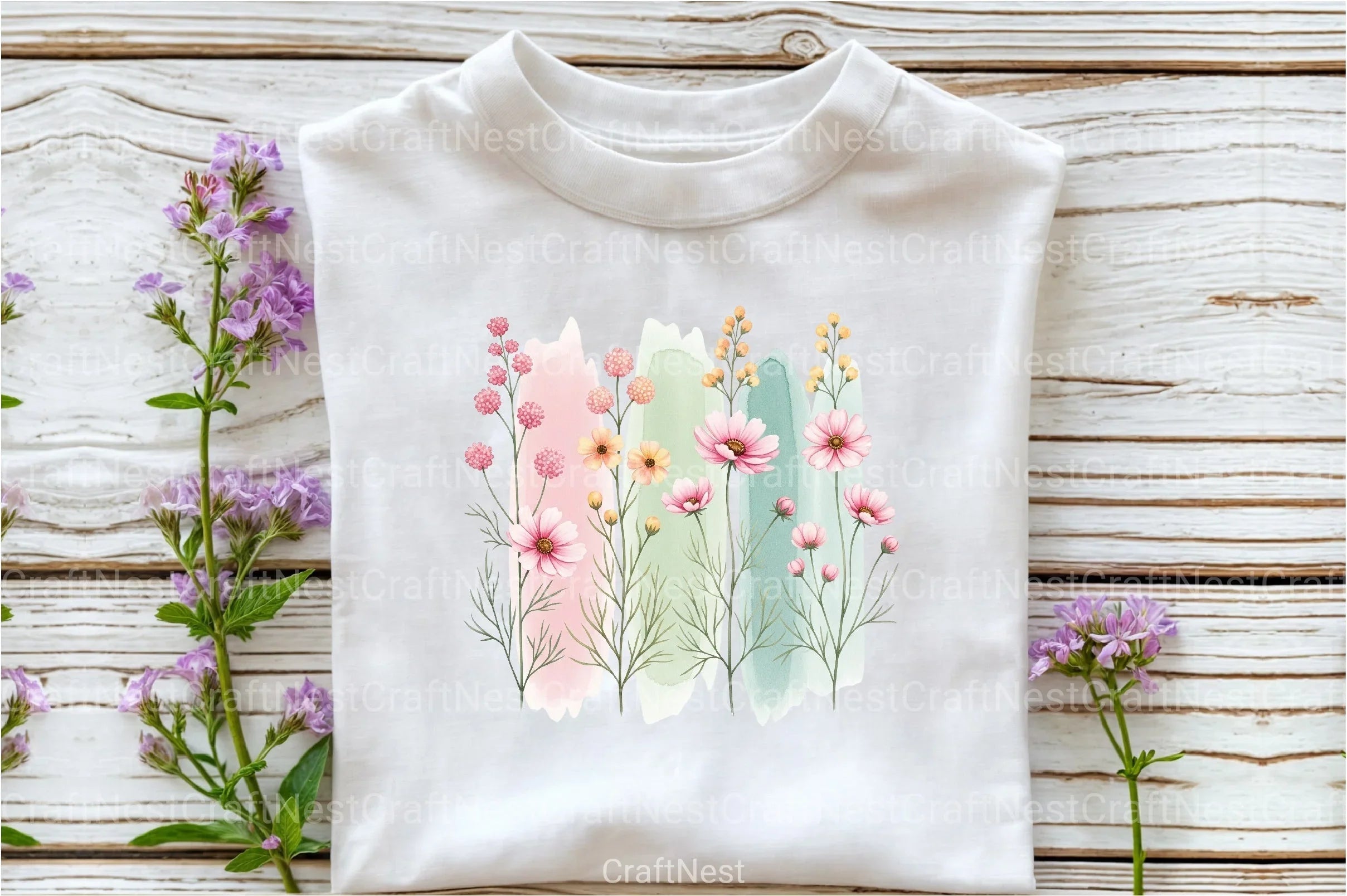 Wildflowers Brushstroke Clipart Bundle 4 - CraftNest - Digital Crafting and Art