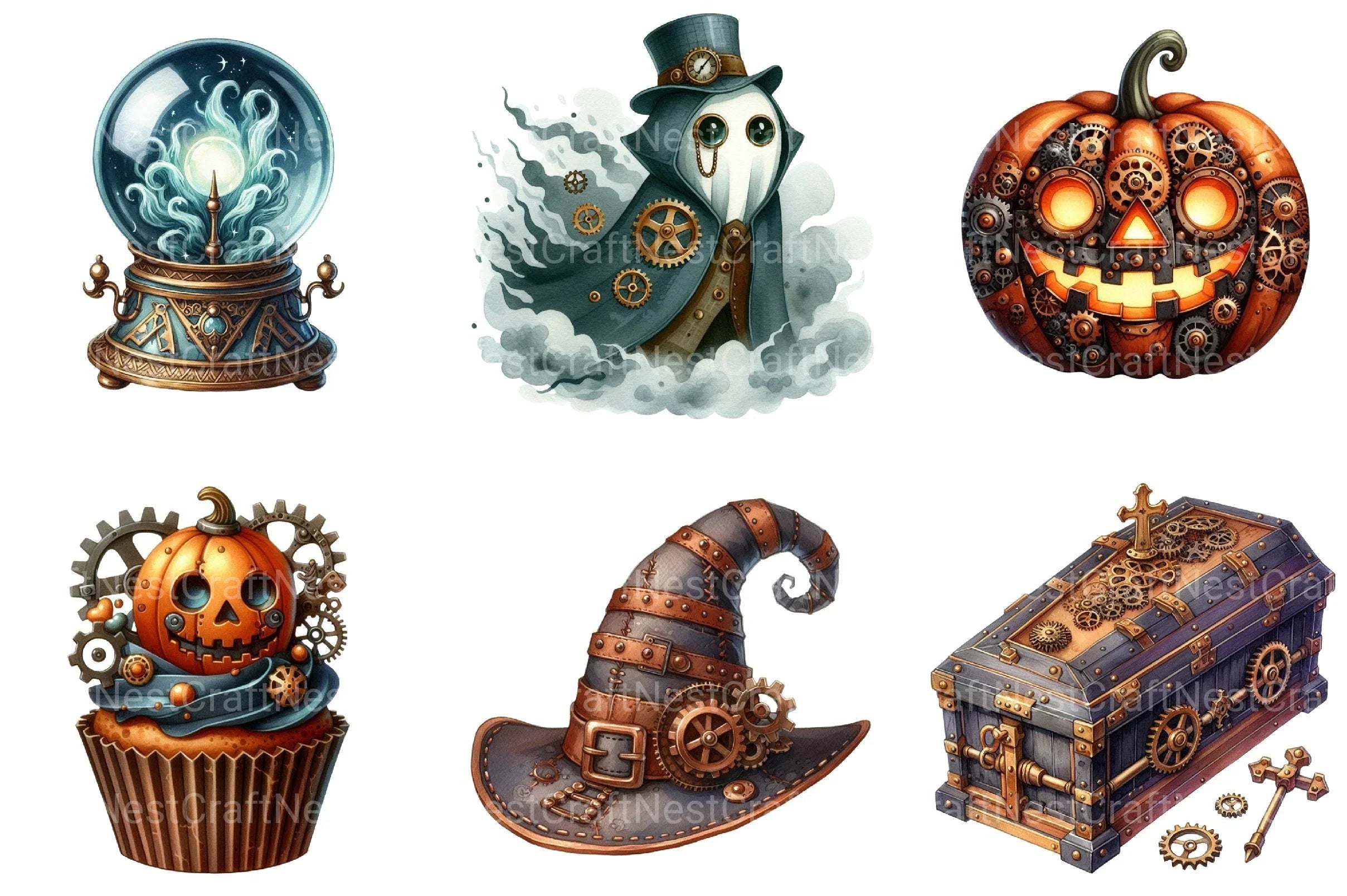 Steampunk Halloween Clipart Bundle - CraftNest - Digital Crafting and Art