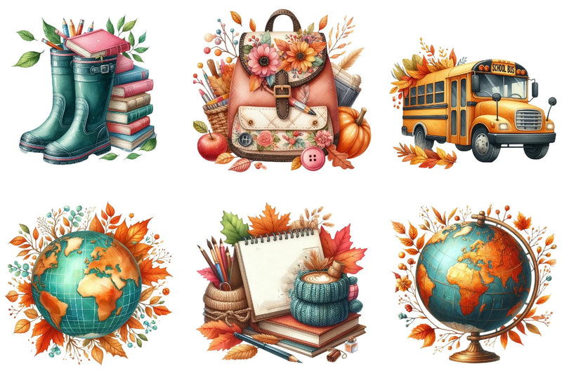 Autumn Back to School Design Clipart Bundle - CraftNest - Digital Crafting and Art