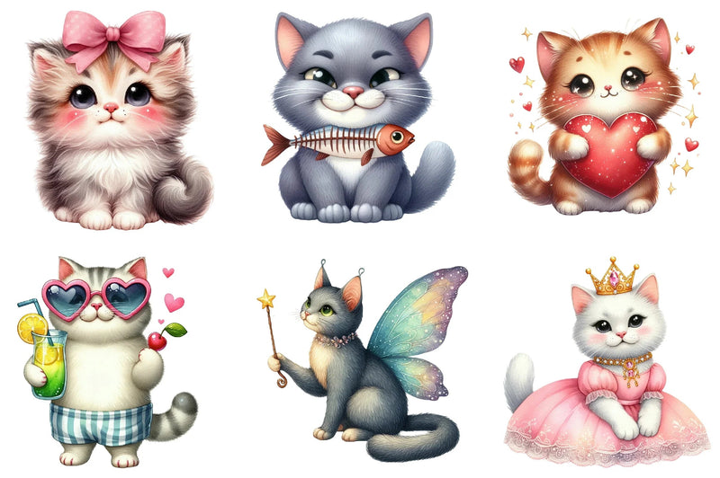 Cute Cat Clipart Bundle - CraftNest - Digital Crafting and Art